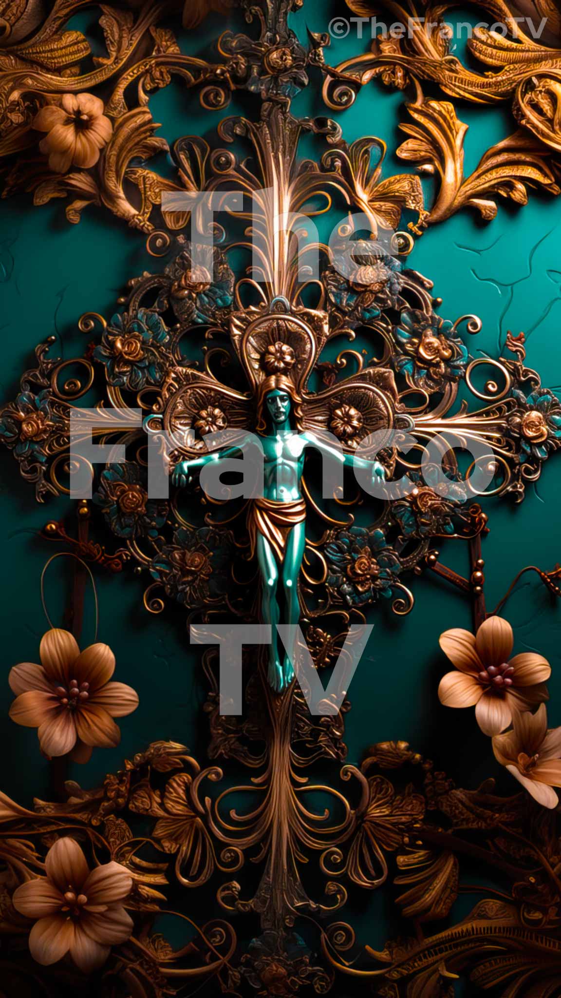 Flowerish Bronze Crucifixion 2